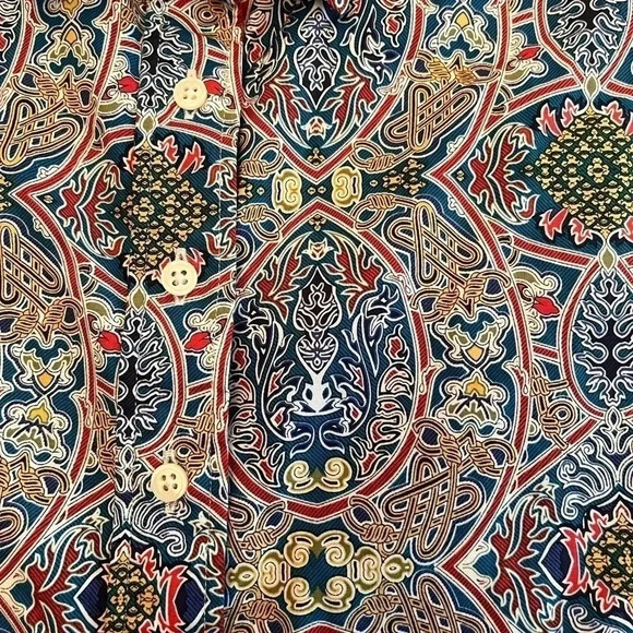 The Shirt Rochelle Behrens Print Button Down Blouse Medium - Picture 4 of 5